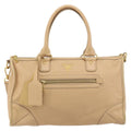Prada Front Zip Convertible Satchel Cervo Leather Beige Leather Handbag