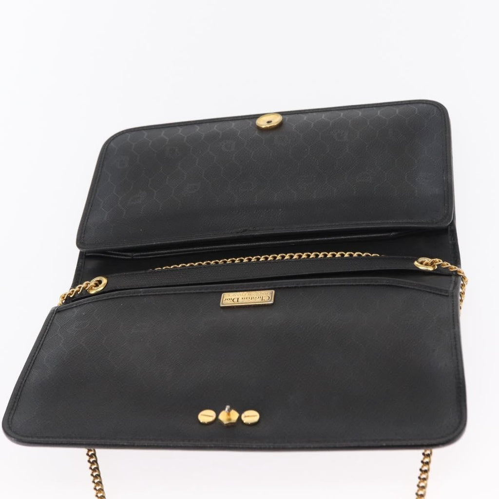 Christian Dior Vintage Shoulder Bag Leather Black Leather Shoulder Bag Bag (Pre-Owned)