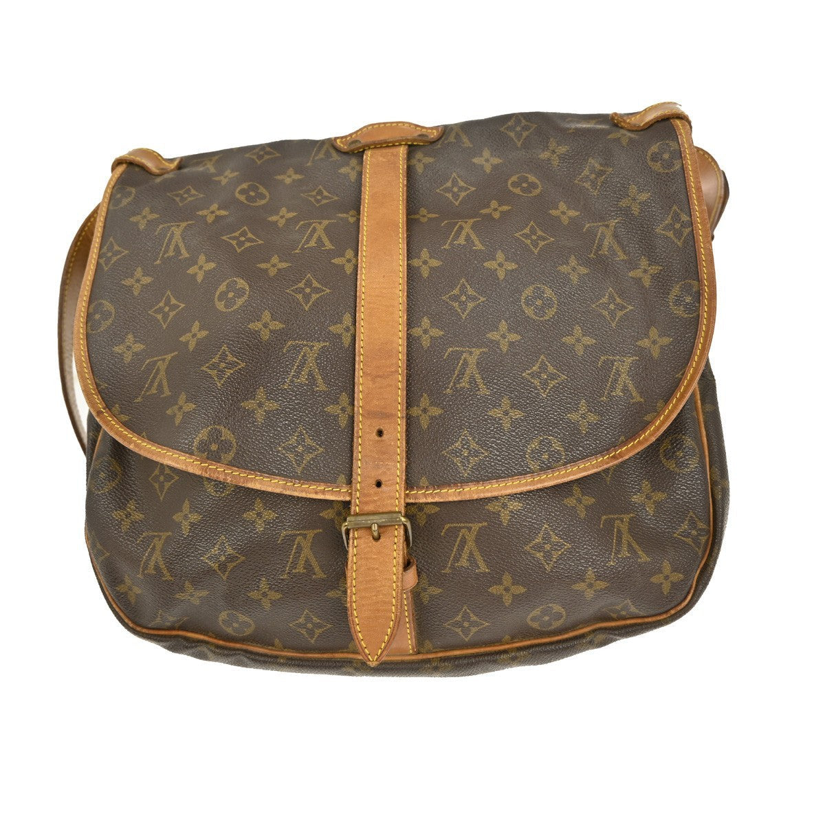 Louis Vuitton Saumur Handbag Monogram Canvas Brown Canvas Shoulder Bag