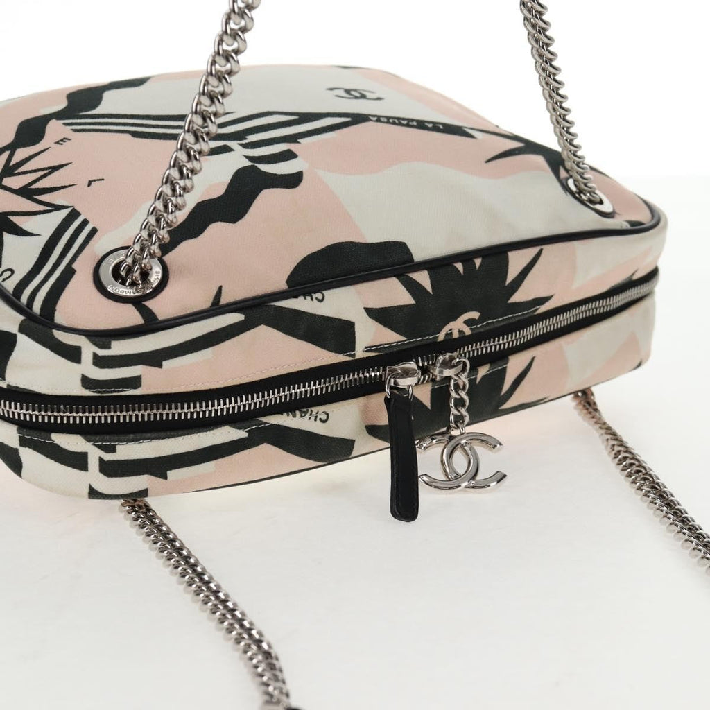 Chanel La Pausa Bay Camera Case Bag Printed Canvas Pink Canvas Bag