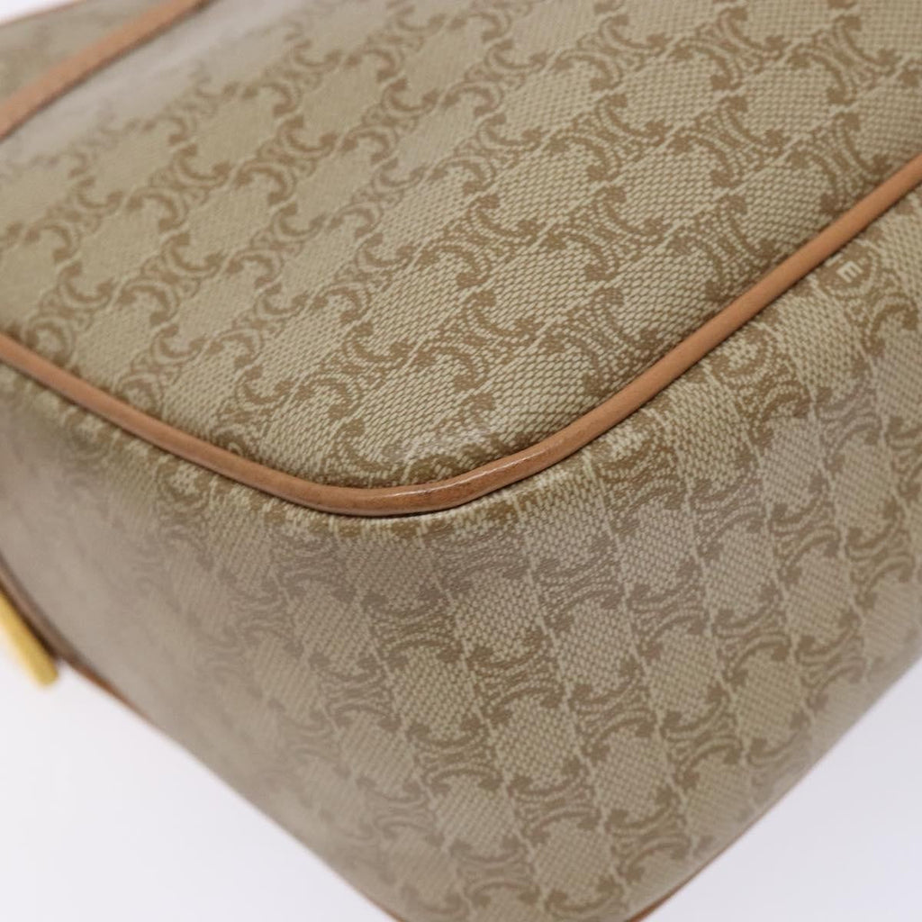 Celine Vintage Macadam Shoulder Bag Canvas And Leather Beige Canvas Bag