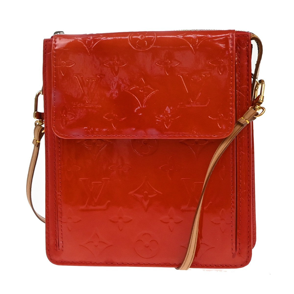 Louis Vuitton Mott Handbag Monogram Vernis Red Patent_Leather Clutche & Pouche Bag