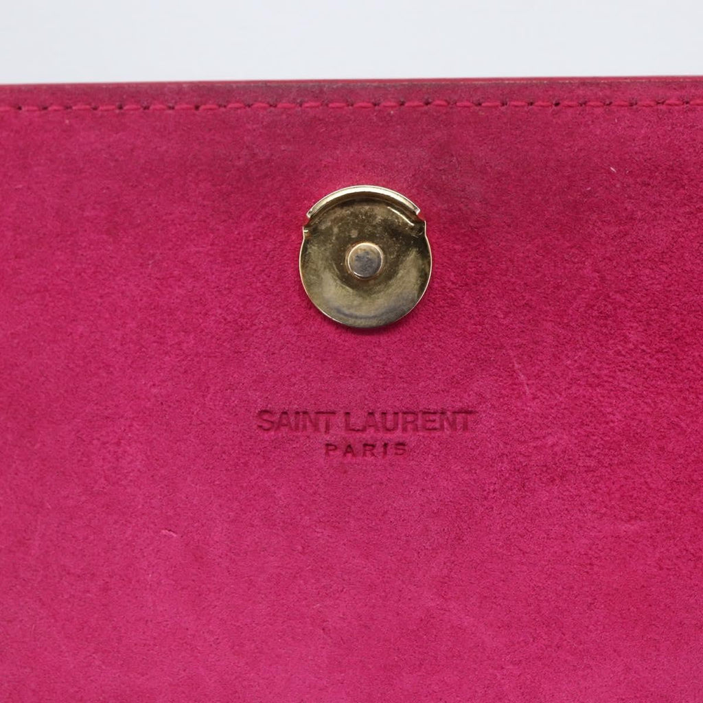 Saint Laurent Classic Monogram Crossbody Bag Grainy Leather Red Leather Clutche & Pouche Bag (Pre-Owned)