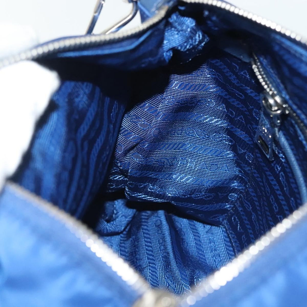 Prada Flat Messenger Tessuto With Leather Blue Nylon Shoulder Bag Bag