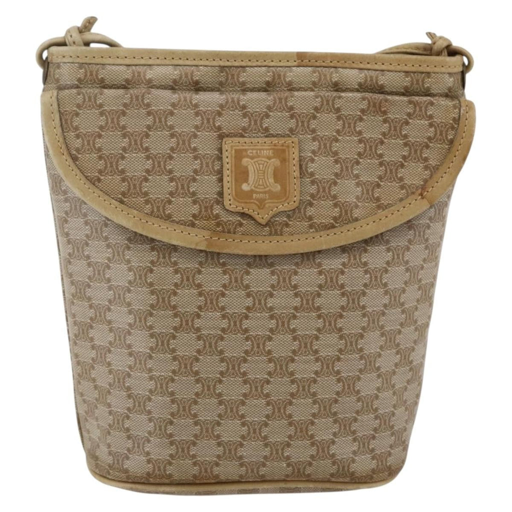 Celine Vintage Macadam Shoulder Bag Canvas Beige Canvas Shoulder Bag Bag