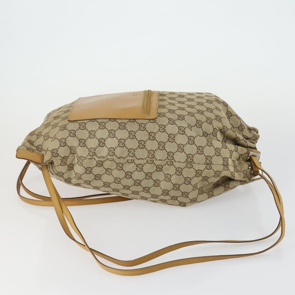 Gucci Drawstring Backpack Gg Canvas Beige Canvas Backpack Bag (Pre-Owned)
