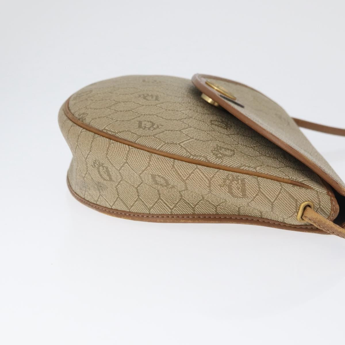 Christian Dior Vintage Honeycomb Flap Crossbody Bag Canvas And Leather Beige Canvas Shoulder Bag Bag (Pre-Owned)
