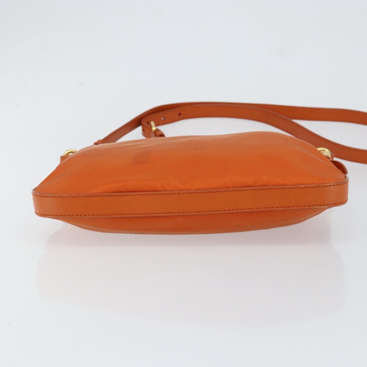 Prada Flat Messenger Tessuto With Leather Orange Nylon Shoulder Bag Bag