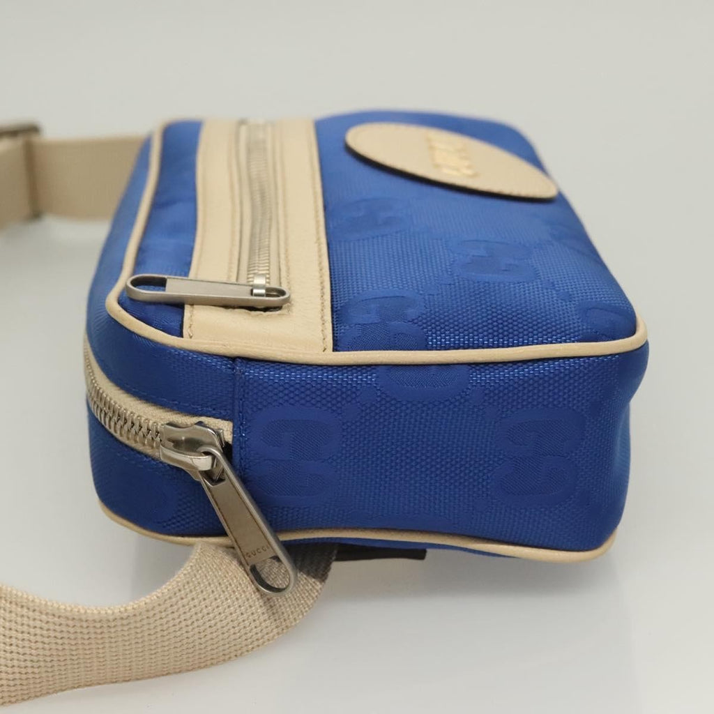 Gucci Off The Grid Belt Bag Gg Econyl Blue Canvas Shoulder Bag Bag (Pre-Owned)