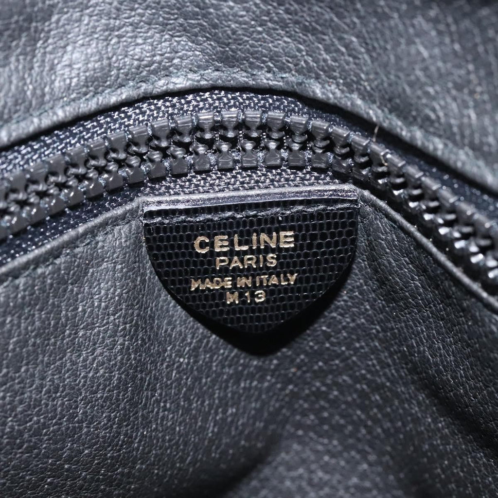 Celine Circle Logo Handbag Leather Black Leather Bag