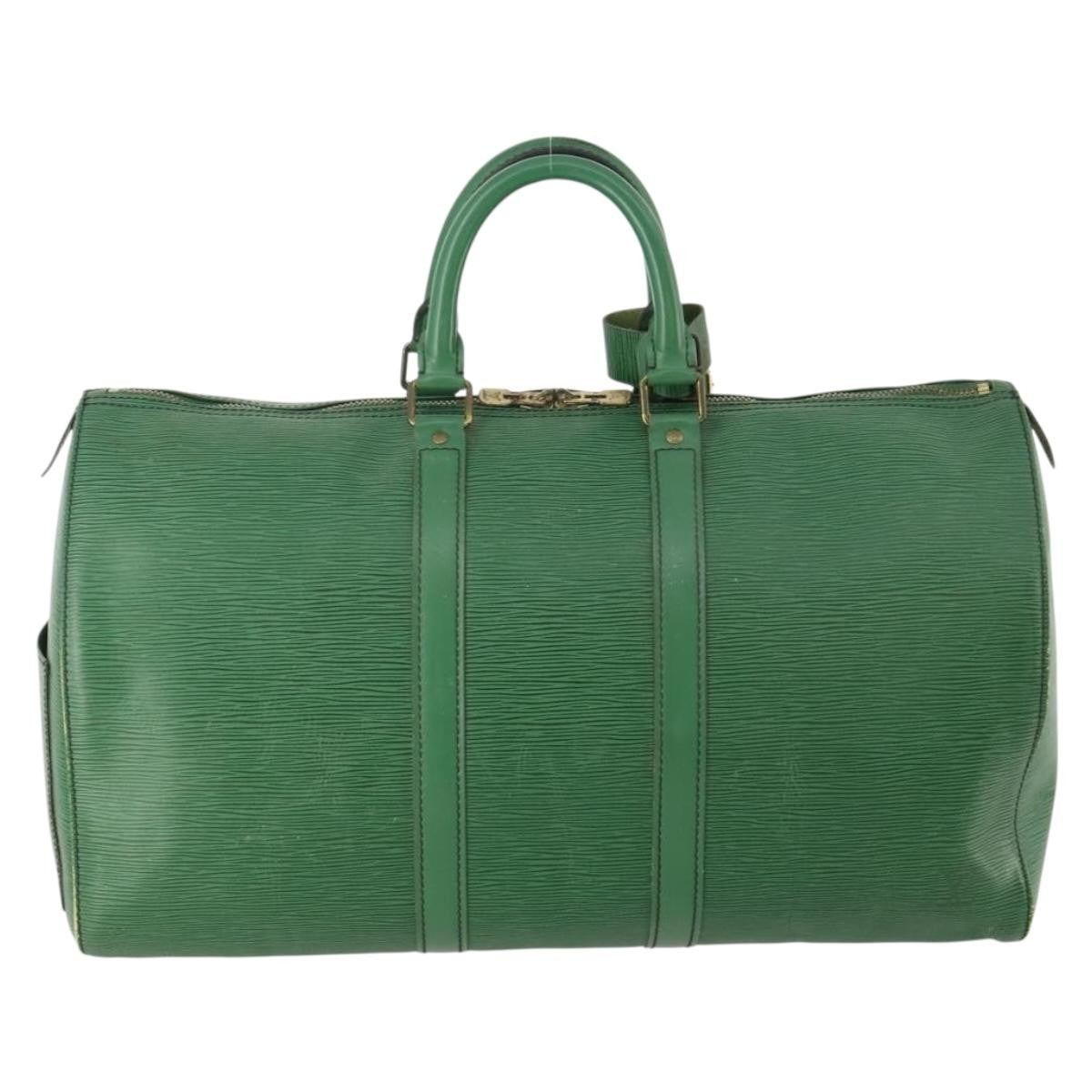 Louis Vuitton Keepall Bag Epi Leather Green Leather Travel Bag