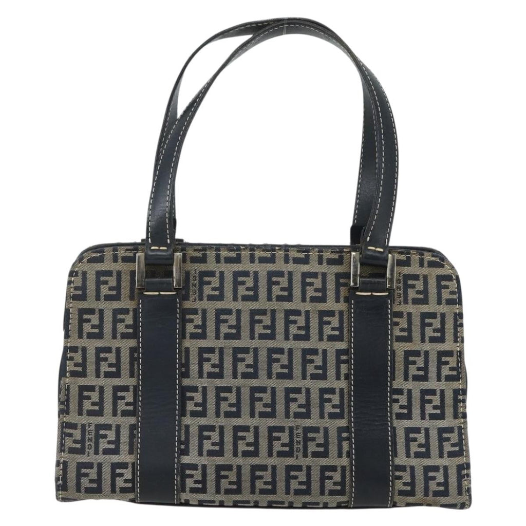 Fendi Vintage Satchel Zucchino Canvas Navy Canvas Handbag