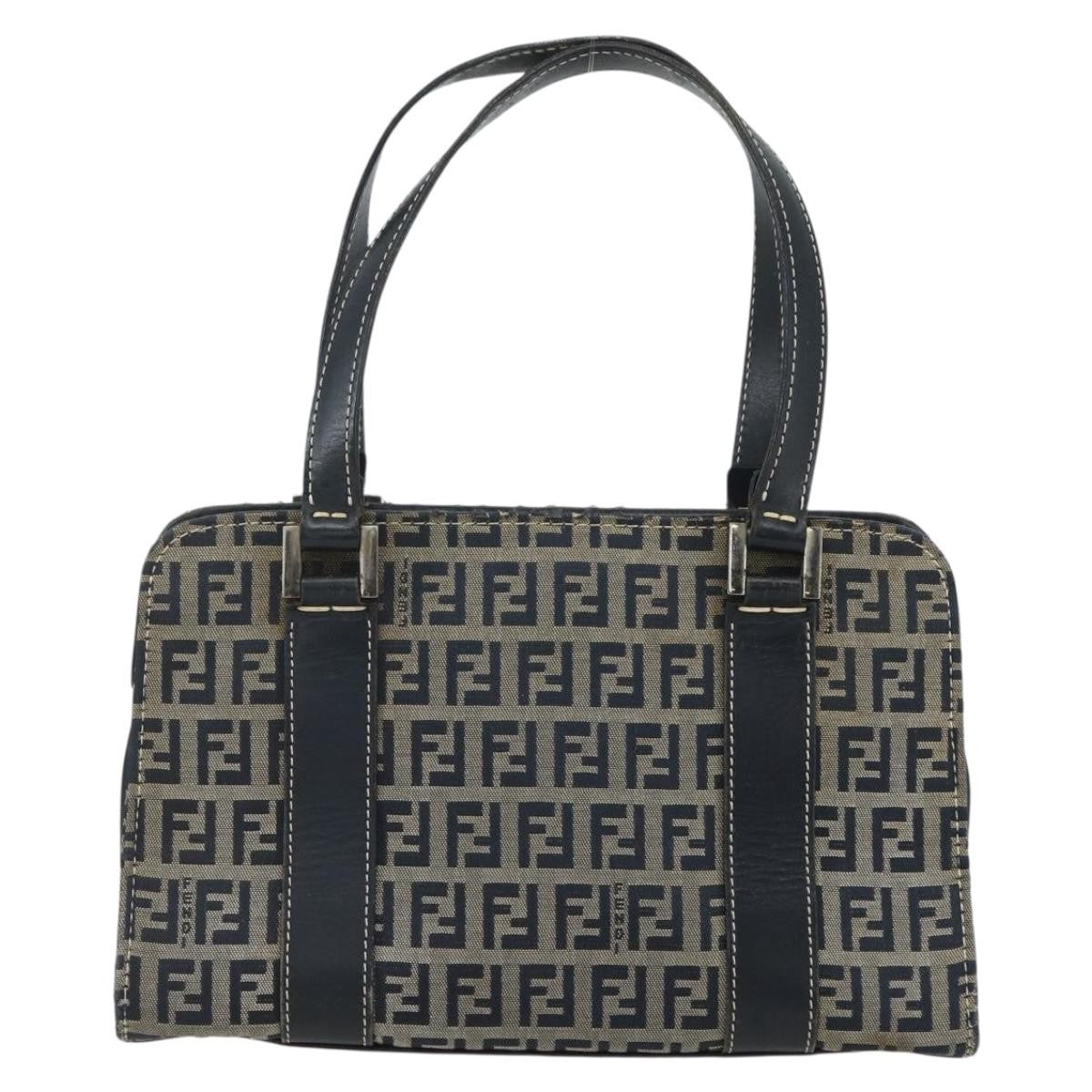 Fendi Vintage Satchel Zucchino Canvas Navy Canvas Handbag