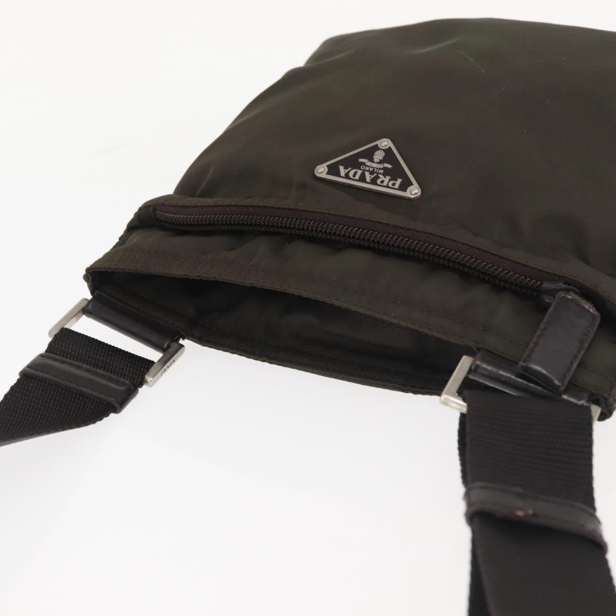 Prada Front Pocket Messenger Bag Tessuto Khaki Nylon Shoulder Bag Bag
