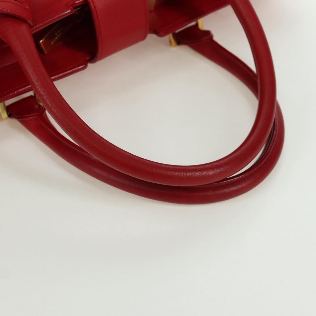 Saint Laurent Classic Y Cabas Leather Red Leather Handbag (Pre-Owned)