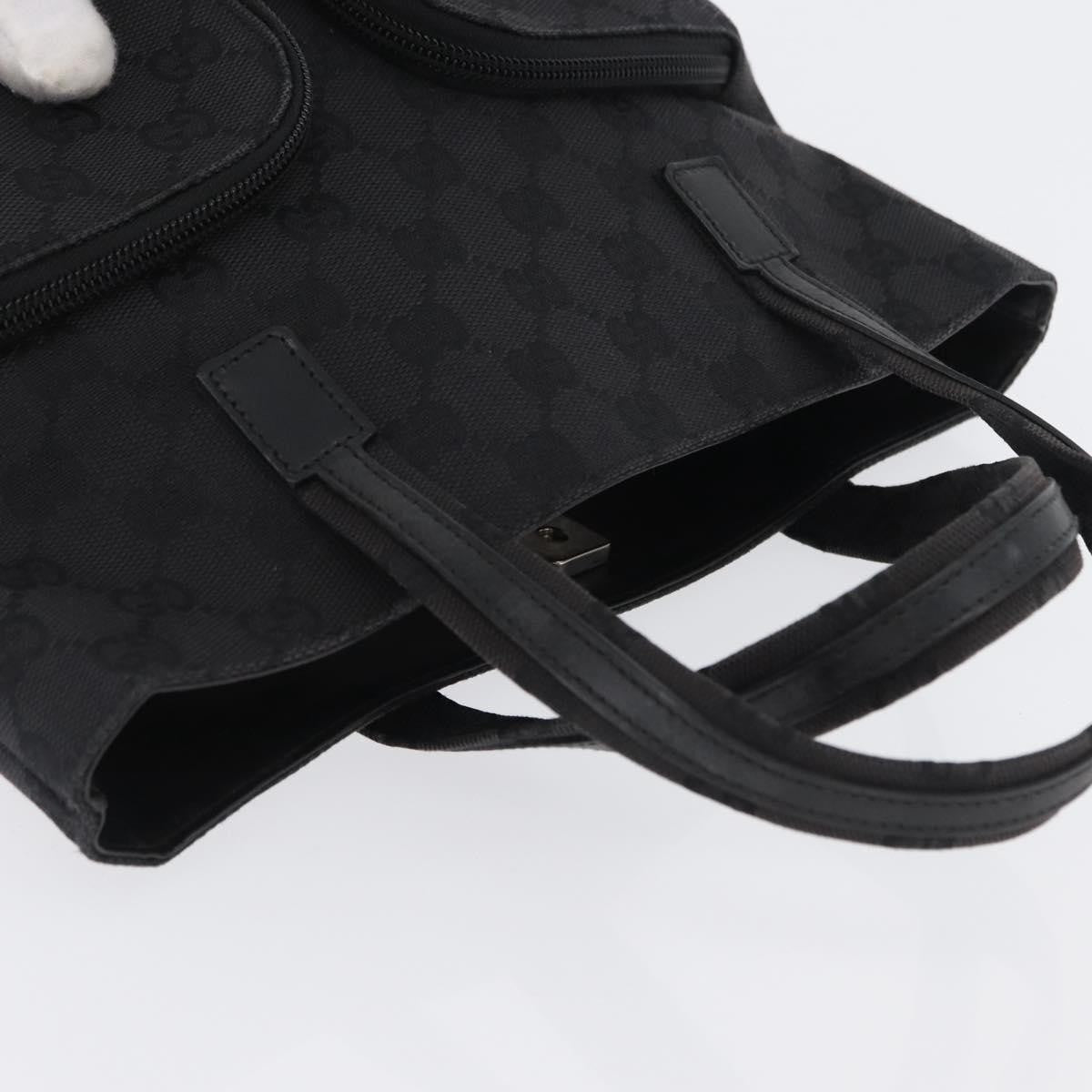 Gucci Double Pocket Tote Gg Canvas Black Canvas Handbag (Pre-Owned)