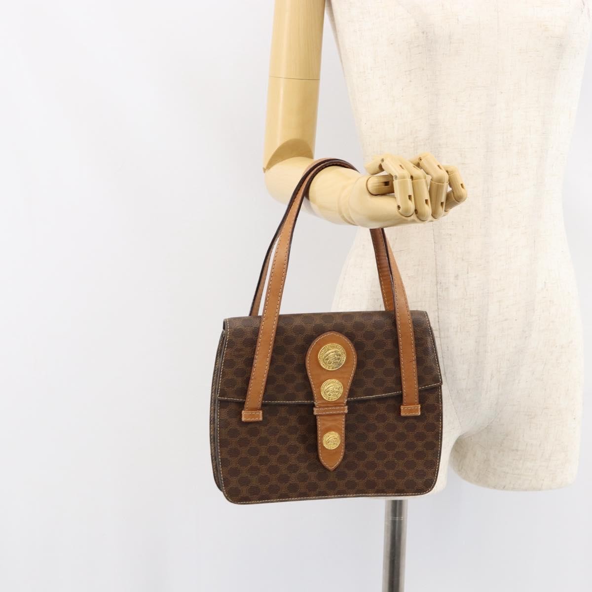 Celine Vintage Macadam Handbag Canvas And Leather Brown Canvas Handbag