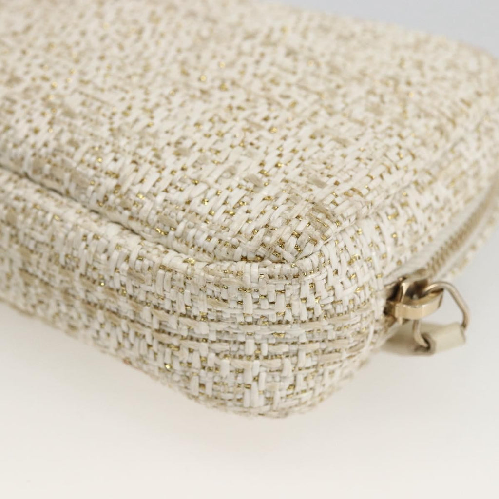 Chanel Deauville Curvy Cosmetic Pouch Tweed Gold Tweed Clutche & Pouche Bag