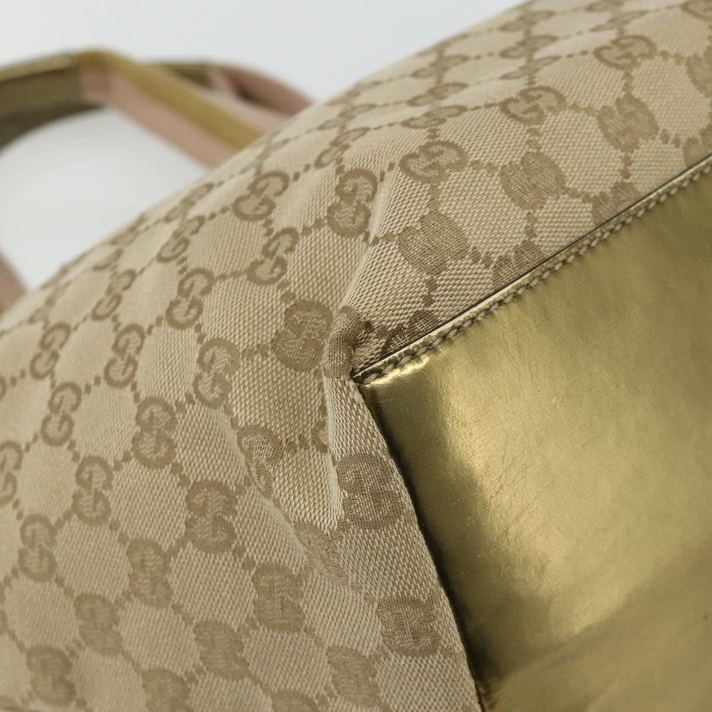 Gucci Web Zip Tote Gg Canvas Beige Canvas Tote Bag Bag (Pre-Owned)