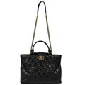Chanel Gold Bar Tote Quilted Aged Calfskin Black Leather Tote Bag Bag