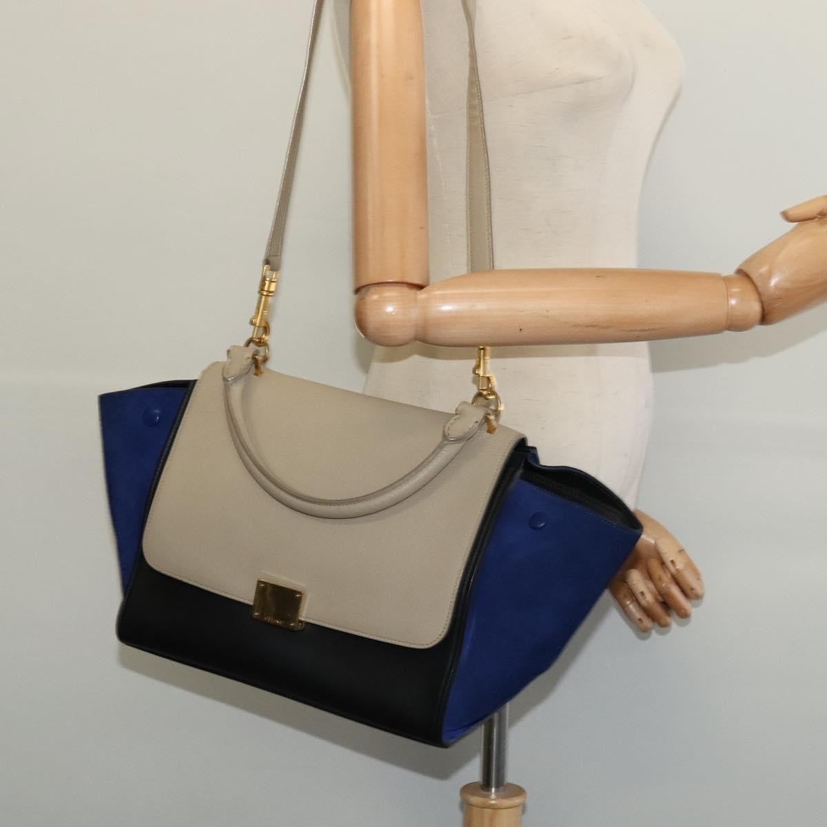 Celine Tricolor Trapeze Bag Leather Beige Leather Handbag
