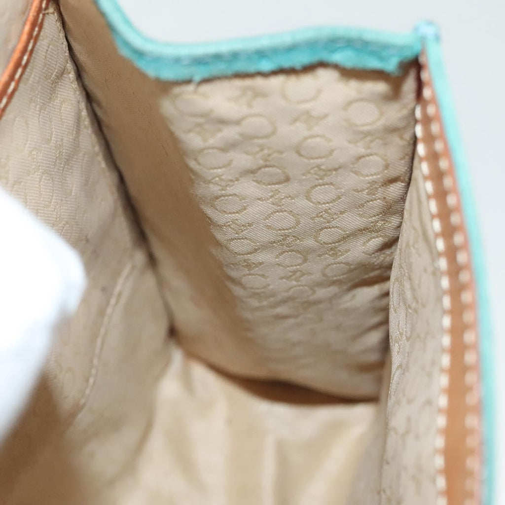 Celine Macadam Shoulder Bag Canvas Turquoise Suede Bag