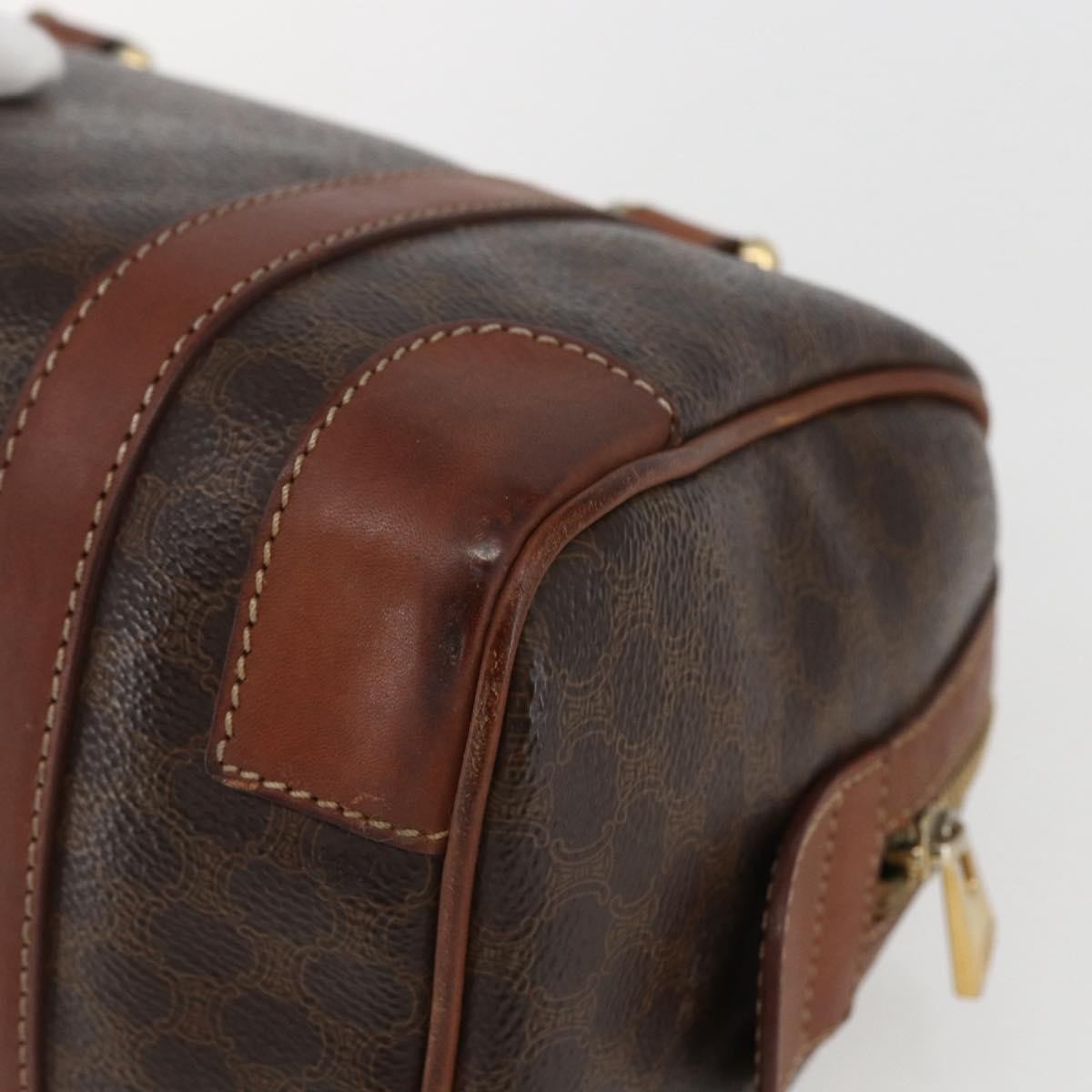 Celine Vintage Macadam Handbag Canvas And Leather Brown Canvas Shoulder Bag Bag