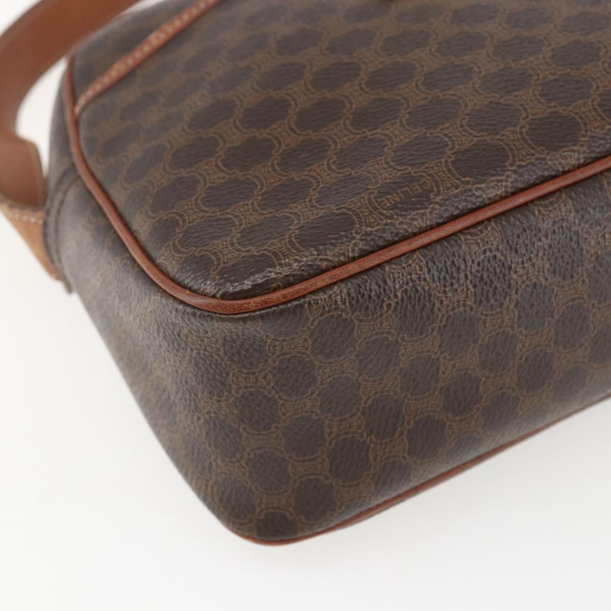 Celine Vintage Macadam Shoulder Bag Canvas And Leather Brown Canvas Shoulder Bag Bag