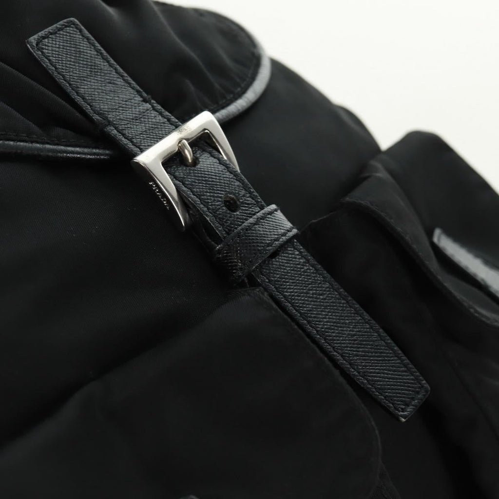 Prada Double Pocket Drawstring Shoulder Bag Tessuto Black Nylon Shoulder Bag Bag
