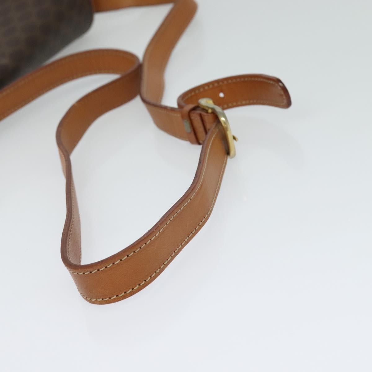 Celine Vintage Macadam Circle Logo Shoulder Bag Canvas And Leather Brown Canvas Shoulder Bag Bag