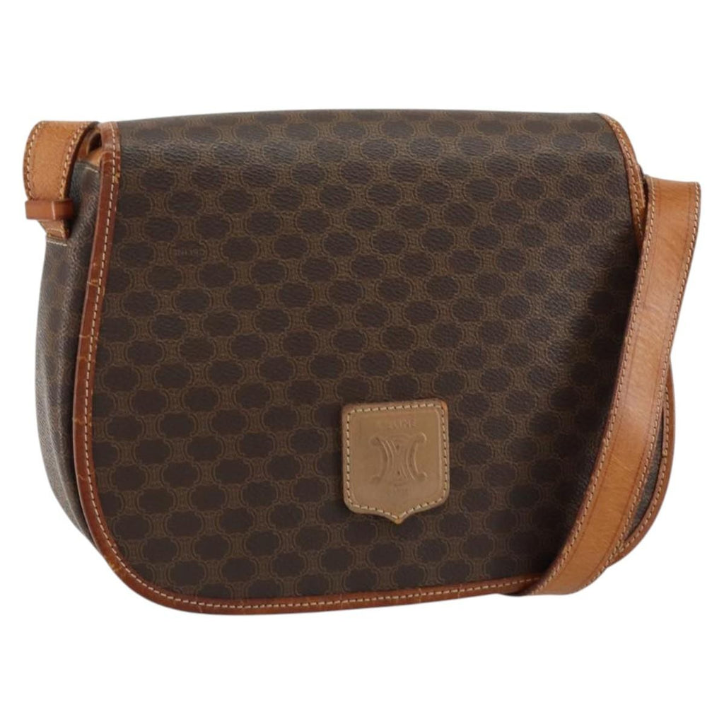 Celine Macadam Shoulder Bag Pvc Leather Brown Canvas Shoulder Bag Bag