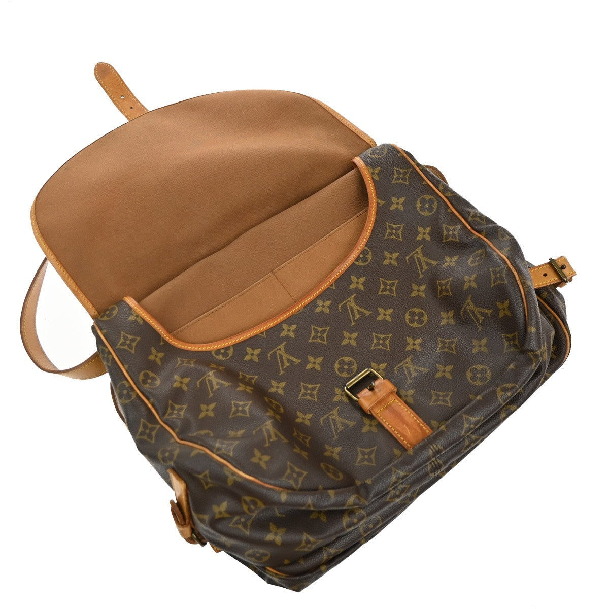 Louis Vuitton Saumur Handbag Monogram Canvas Brown Canvas Shoulder Bag