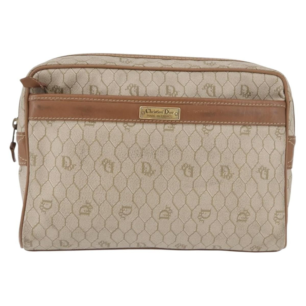 Christian Dior Vintage Honeycomb Clutch Canvas Beige Canvas Clutche & Pouche Bag (Pre-Owned)