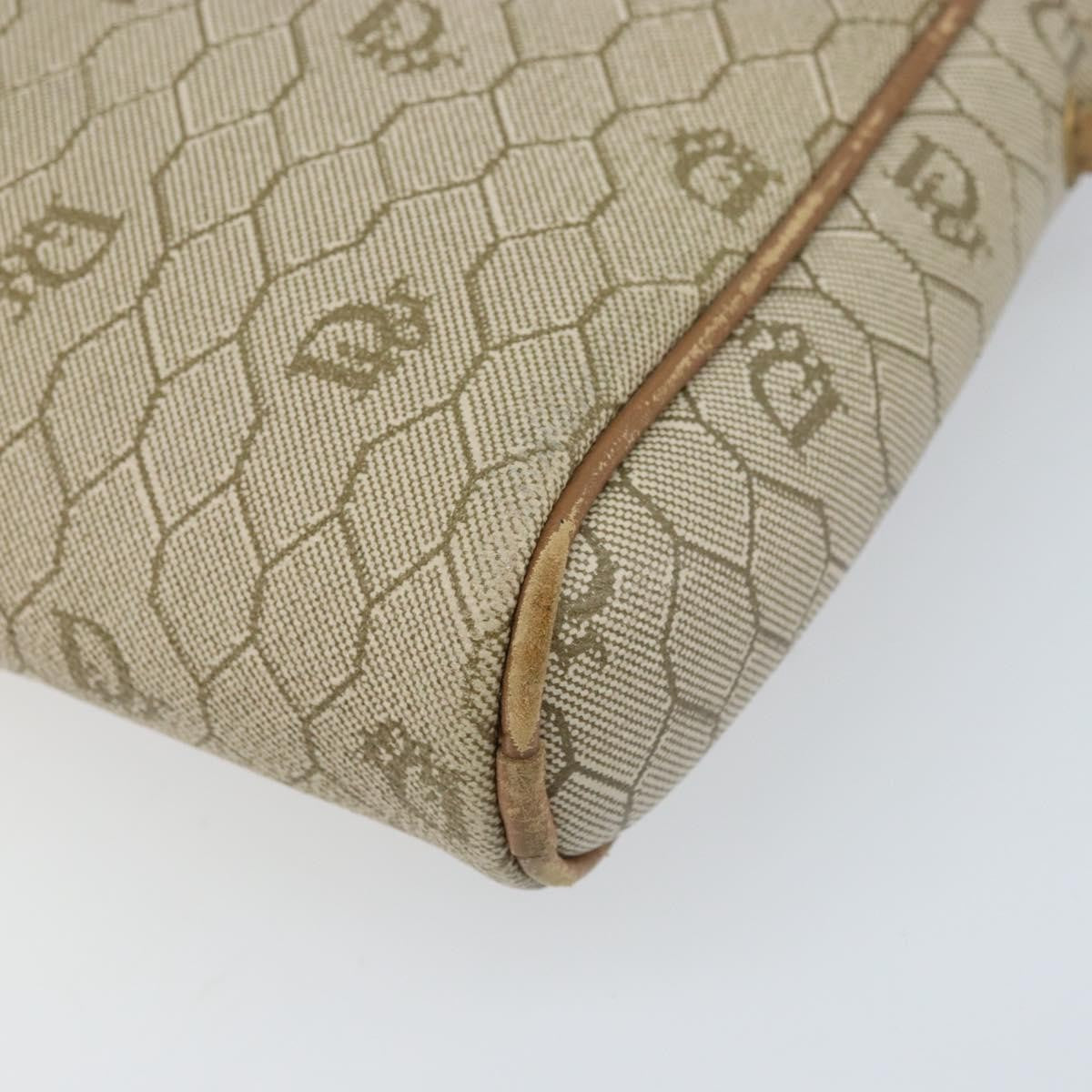 Christian Dior Vintage Honeycomb Shoulder Bag Canvas And Leather Beige Canvas Shoulder Bag Bag (Pre-Owned)