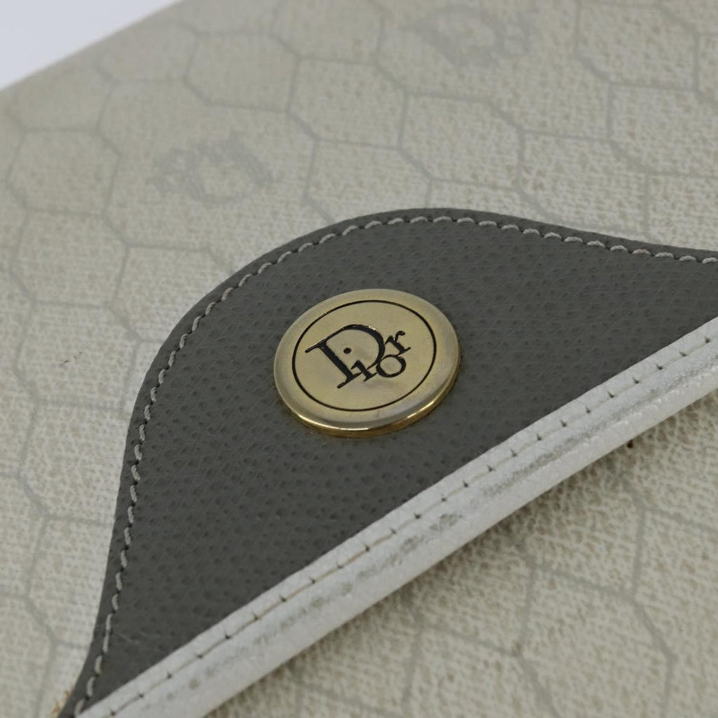 Christian Dior Vintage Honeycomb Flap Crossbody Bag Canvas And Leather White Canvas Shoulder Bag Bag (Pre-Owned)