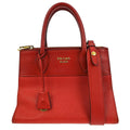 Prada Paradigme Tote Saffiano With City Calf Red Leather Handbag
