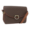 Celine Vintage Macadam Shoulder Bag Canvas Brown Canvas Shoulder Bag Bag