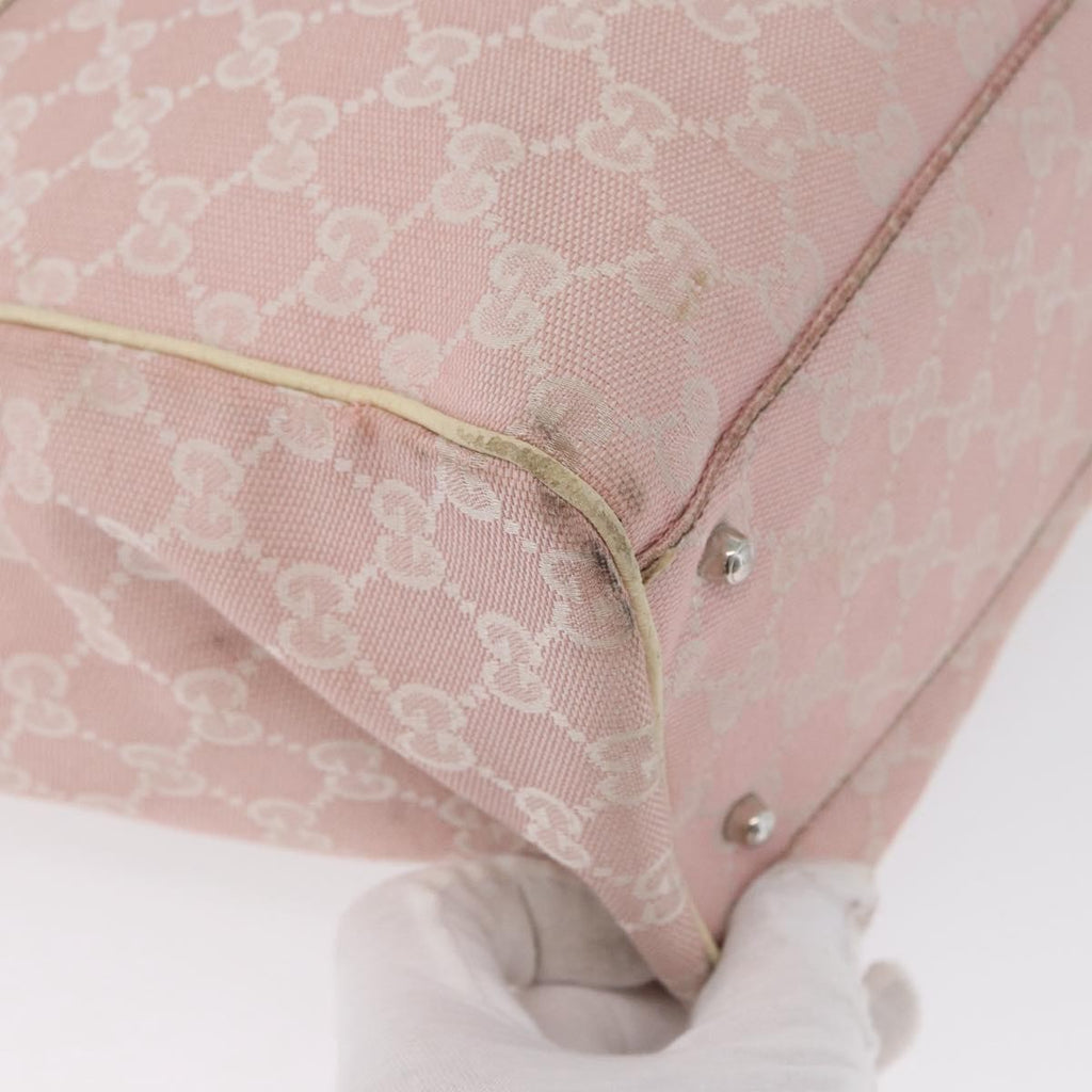 Gucci Web Handle Buckle Tote Gg Canvas Pink Canvas Tote Bag Bag (Pre-Owned)