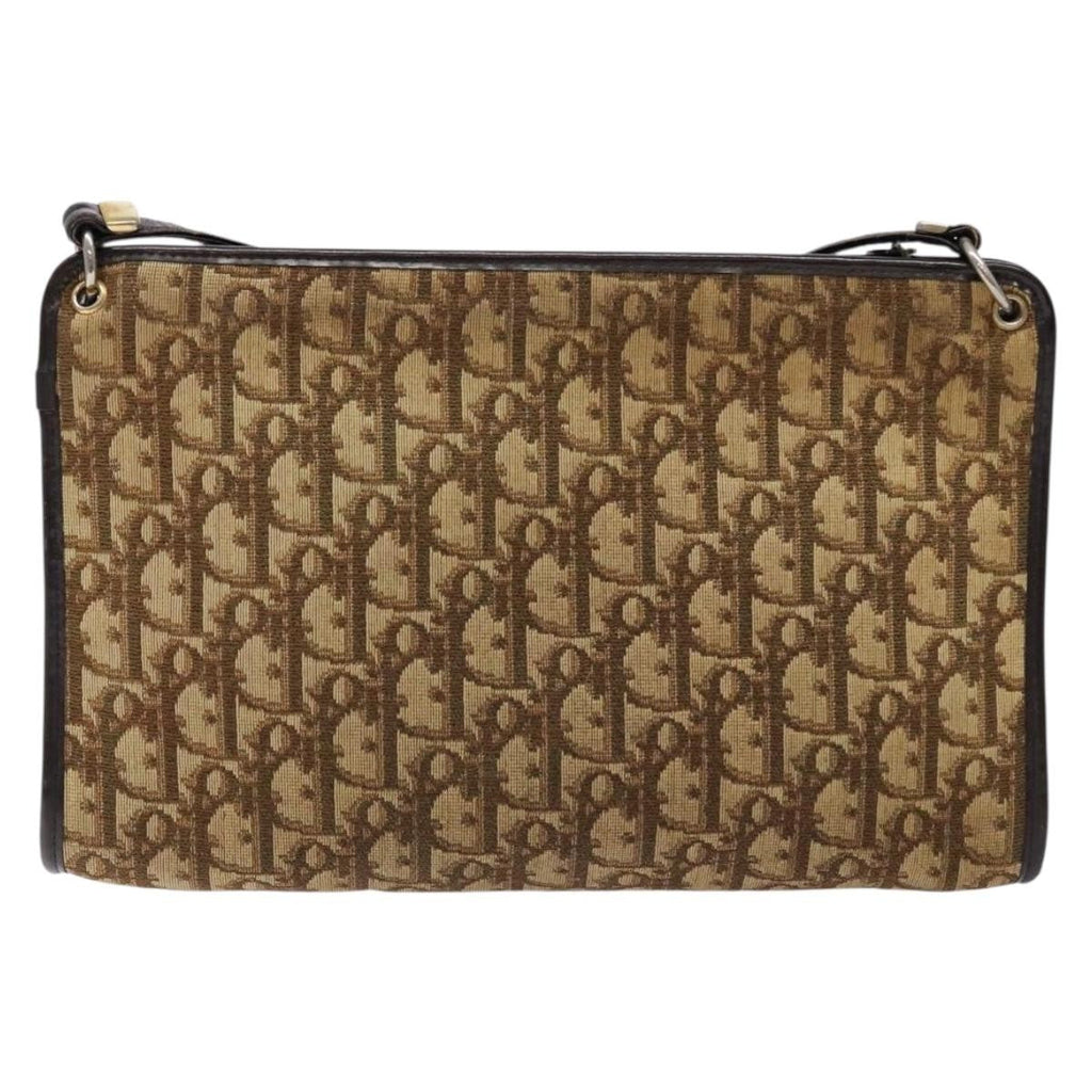 Christian Dior Vintage Trotter Shoulder Bag Canvas Brown Canvas Bag (Pre-Owned)
