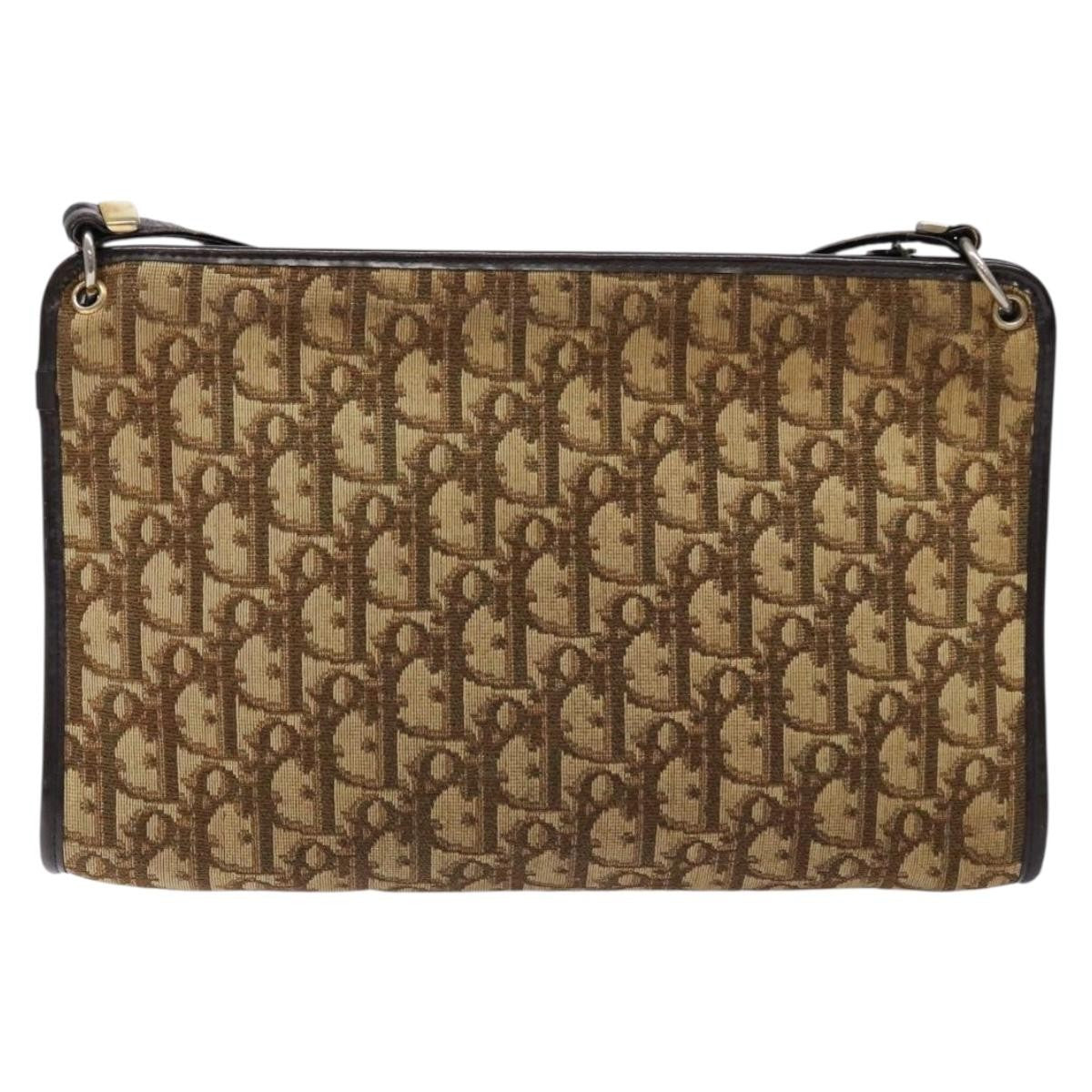 Christian Dior Vintage Trotter Shoulder Bag Canvas Brown Canvas Bag (Pre-Owned)