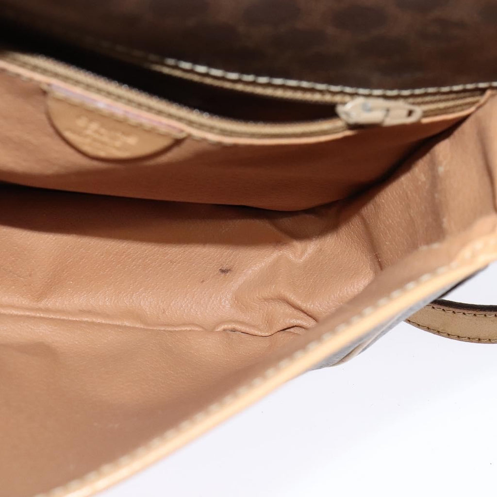 Celine Macadam Shoulder Bag Pvc Leather Brown Canvas Bag