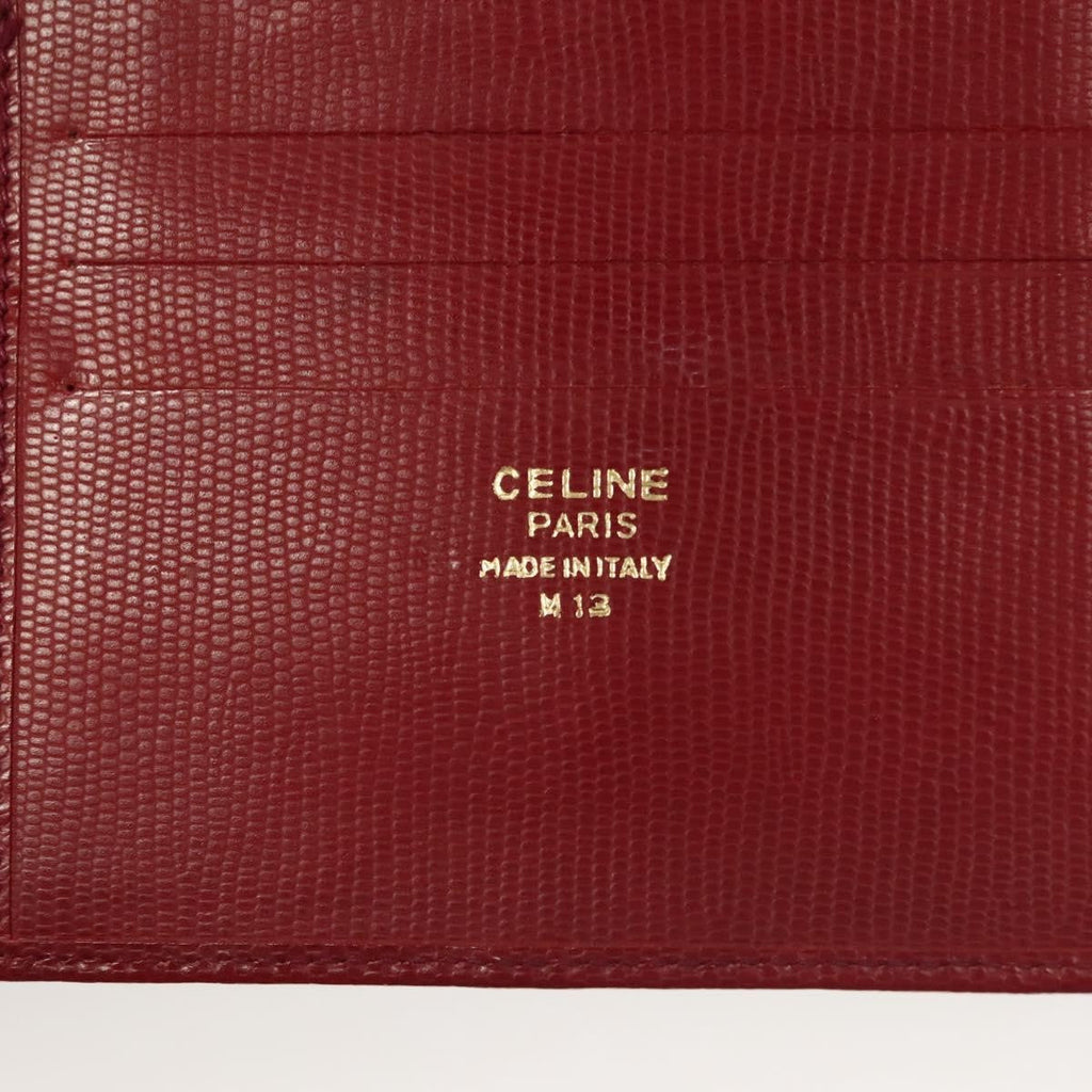 Celine Circle Logo Compact Wallet Leather Red Leather Wallets Accessory