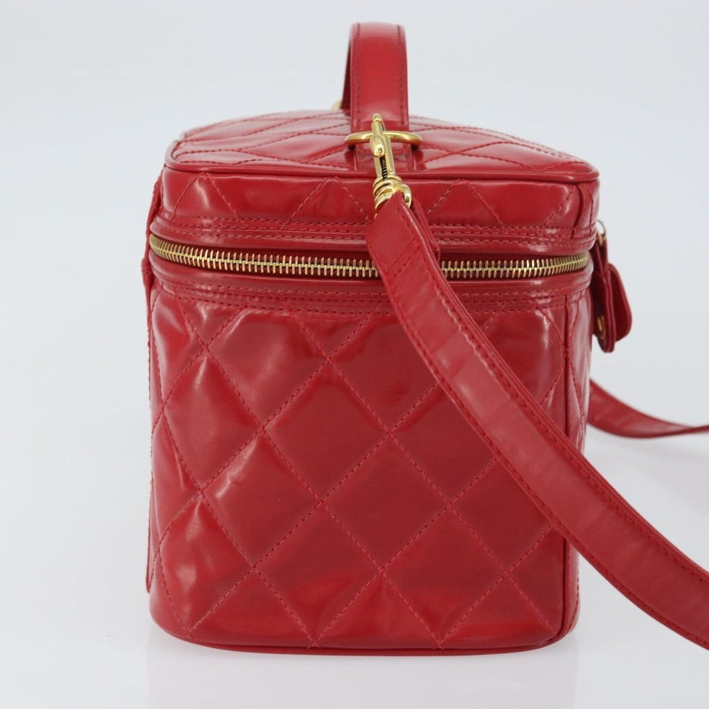 Chanel Vintage Vanity Case Patent Red Patent_Leather Handbag