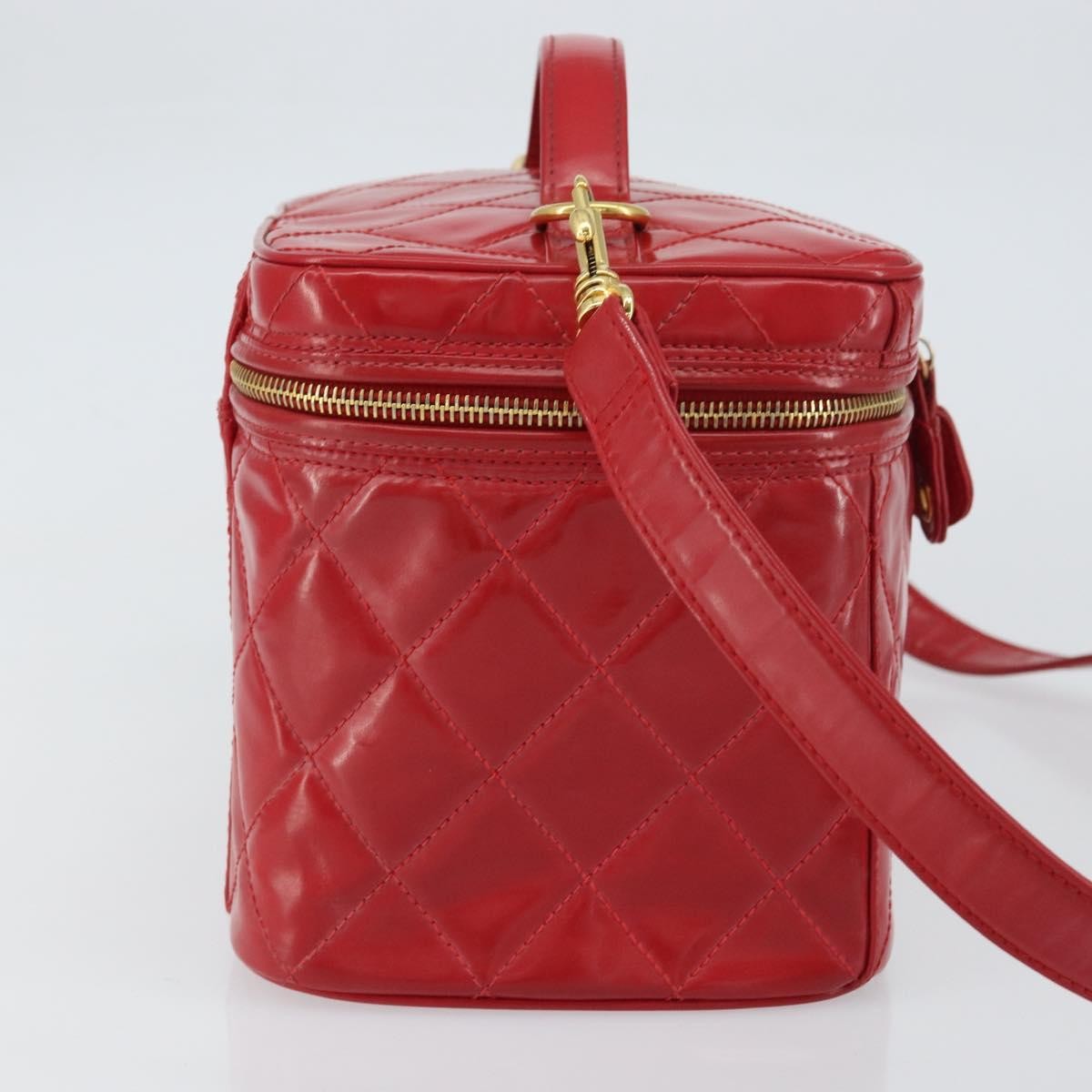 Chanel Vintage Vanity Case Patent Red Patent_Leather Handbag