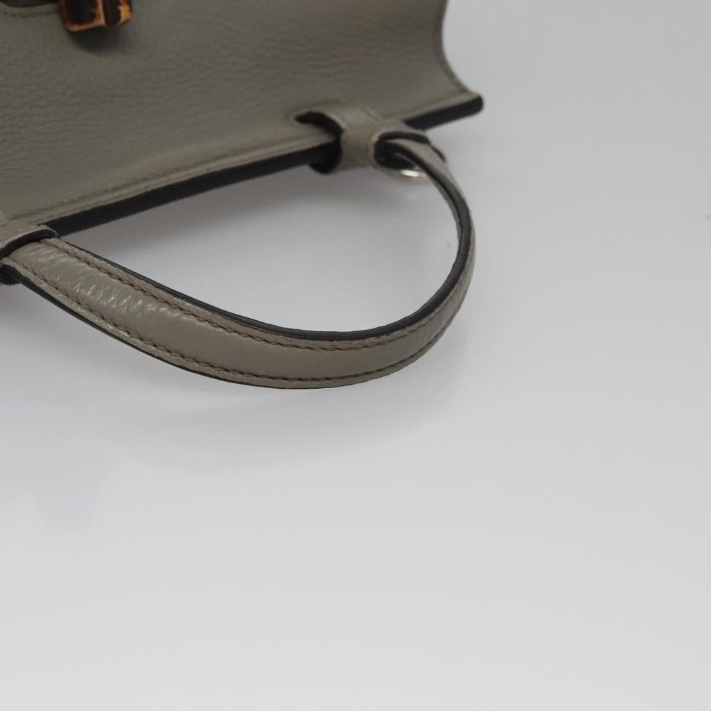 Gucci Bamboo Daily Top Handle Bag Leather Gray Leather Handbag (Pre-Owned)