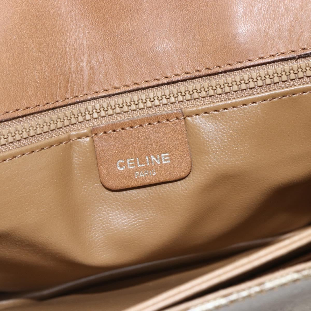 Celine Vintage Macadam Shoulder Bag Canvas And Leather Beige Canvas Shoulder Bag Bag