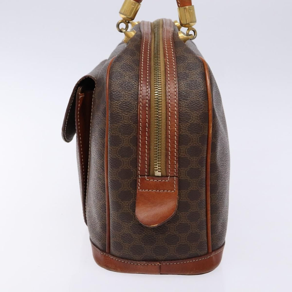 Celine Macadam Handbag Macadam With Leather Brown Canvas Handbag
