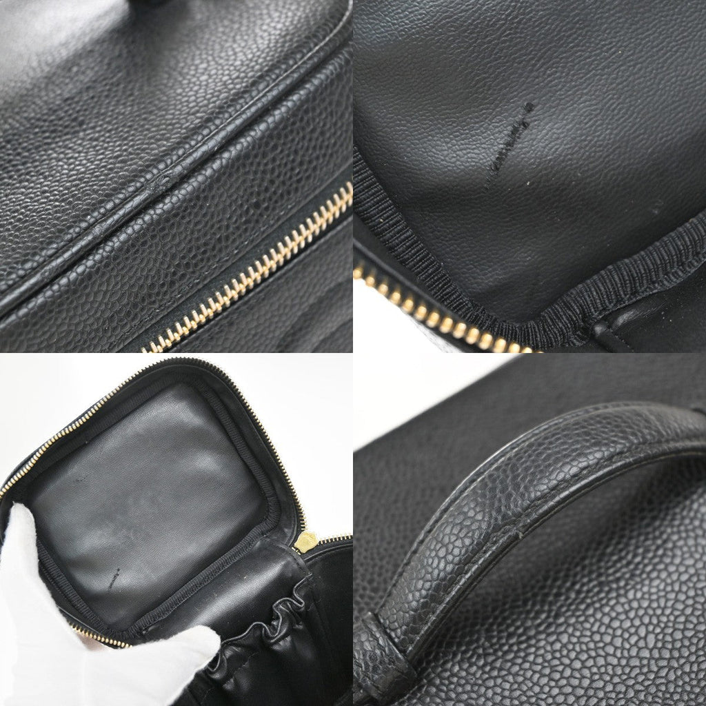 Chanel Vintage Timeless Cosmetic Case Caviar Black Leather Clutche & Pouche Bag