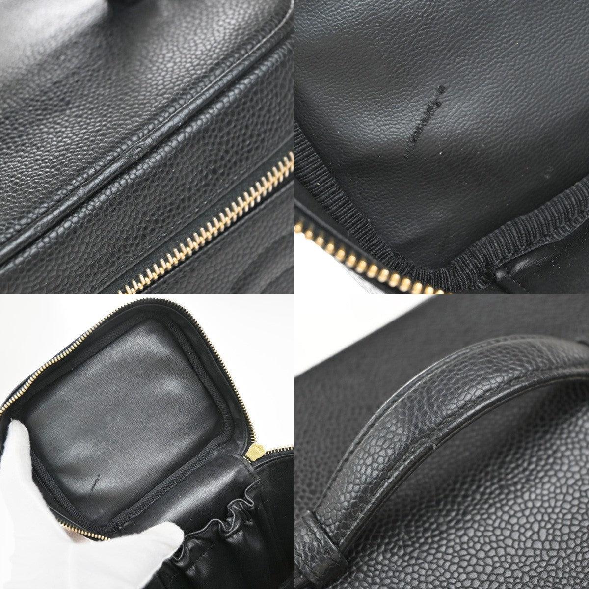 Chanel Vintage Timeless Cosmetic Case Caviar Black Leather Clutche & Pouche Bag
