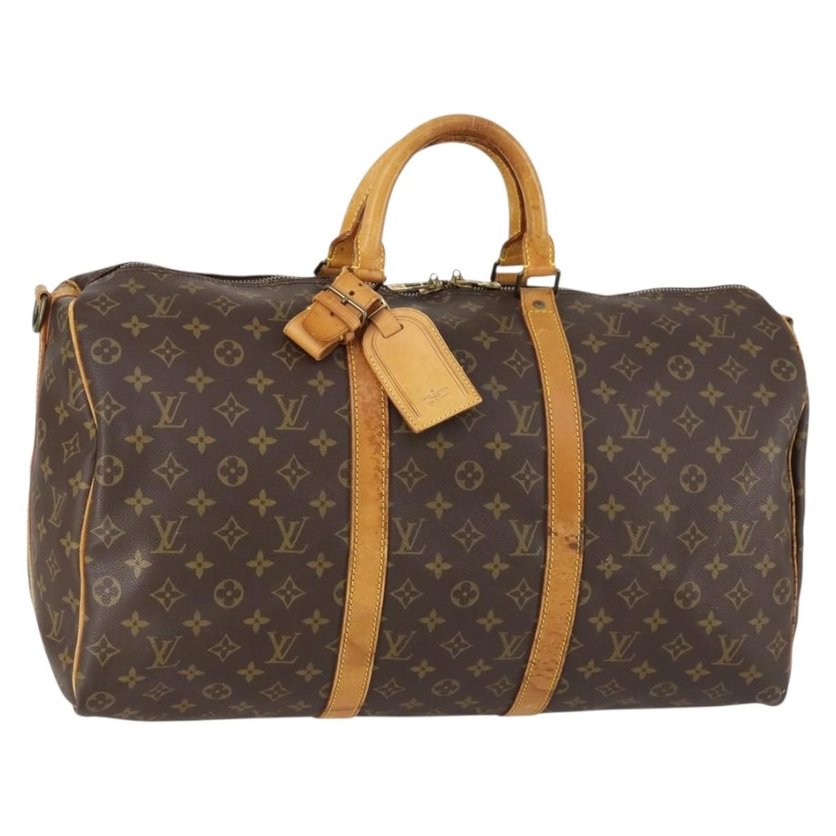 Louis Vuitton Keepall Bandouliere Bag Monogram Canvas Brown Canvas Travel Bag